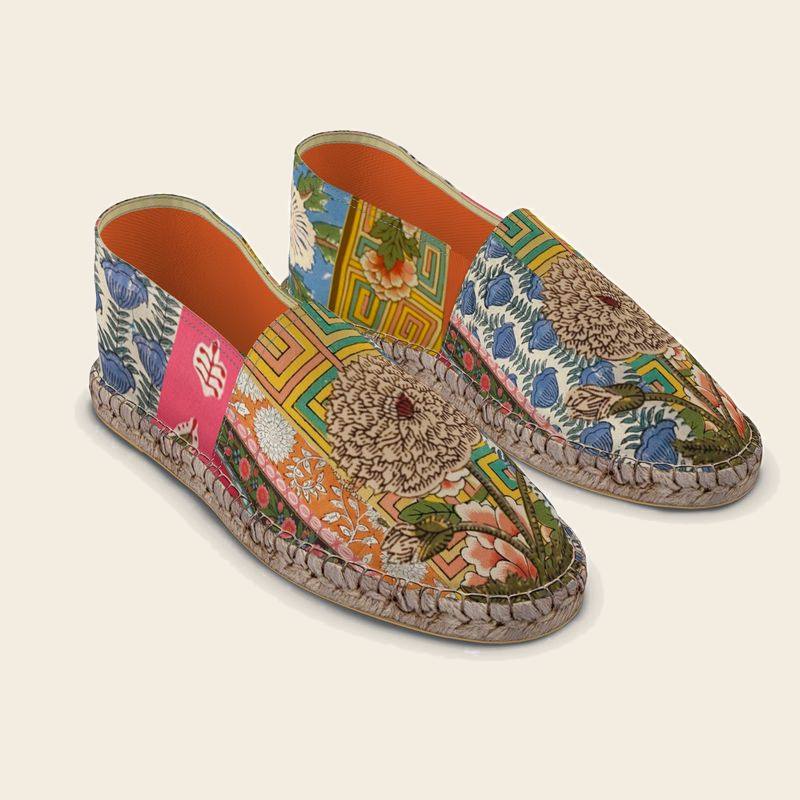 211 Blue Heron Drive espadrilles, chrysanthemums on the toes