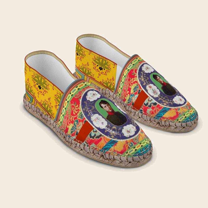 Luther Huffman espadrilles, vibrant color and energy