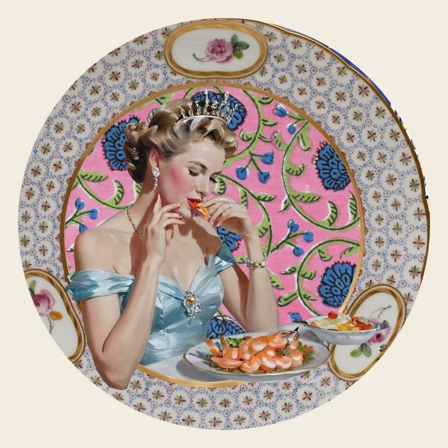 Shrimp bone china plate