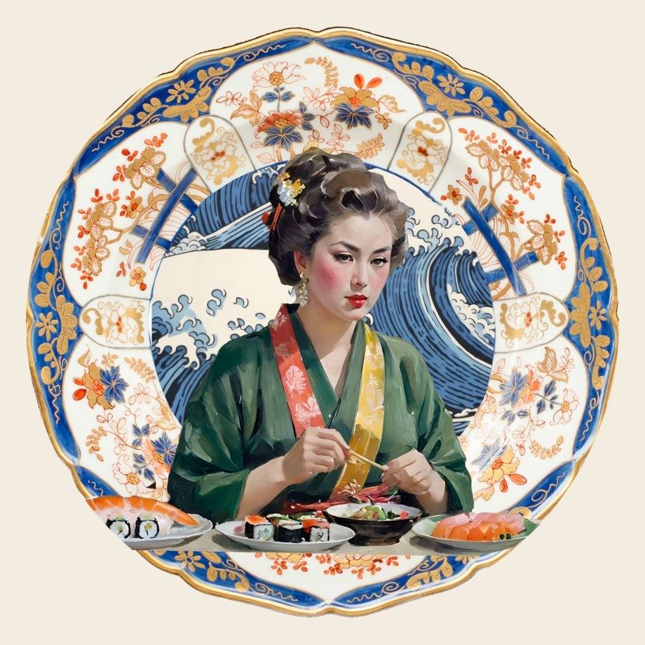Sushi bone china plate