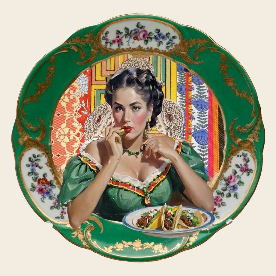 Tacos bone china plate
